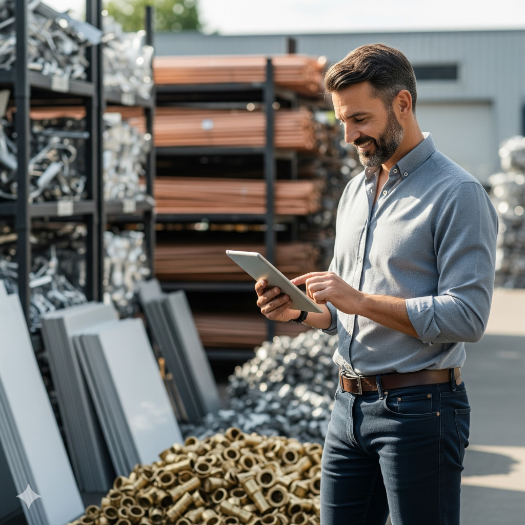 A view of an organized scrap yard, showing the efficiency Metal-Receipts brings to traders.